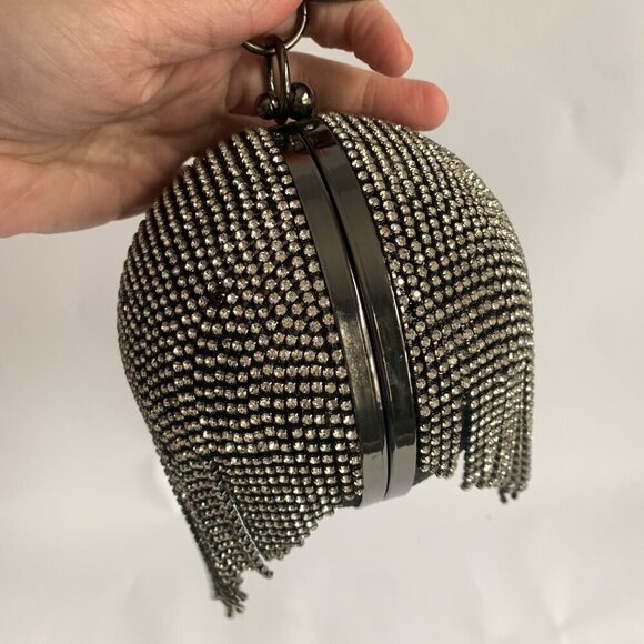 Badgley Mischka Rhinestone Ball Clutch Bag - Black - Picture 5 of 8